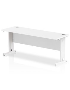 Dynamic Impulse 1800 x 600mm Straight Office Desk White Top White Cable Managed Leg MI002284