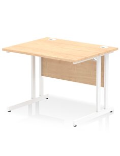 Dynamic Impulse 1000 x 800mm Straight Office Desk Maple Top White Cantilever Leg MI002416