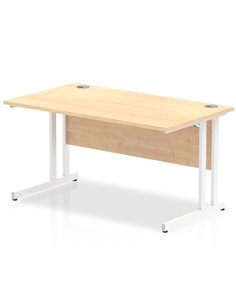 Dynamic Impulse 1400 x 800mm Straight Office Desk Maple Top White Cantilever Leg MI002418