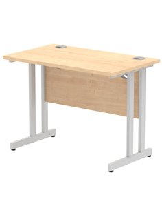 Dynamic Impulse 1000 x 600mm Straight Office Desk Maple Top Silver Cantilever Leg MI002421