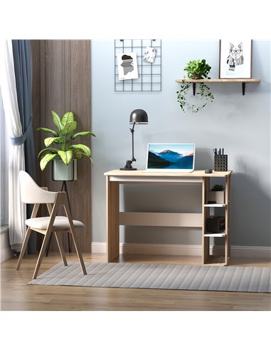 HOMCOM Computer Desk & 3-Tier Side Shelves Wide Table Top Home furniture OAK