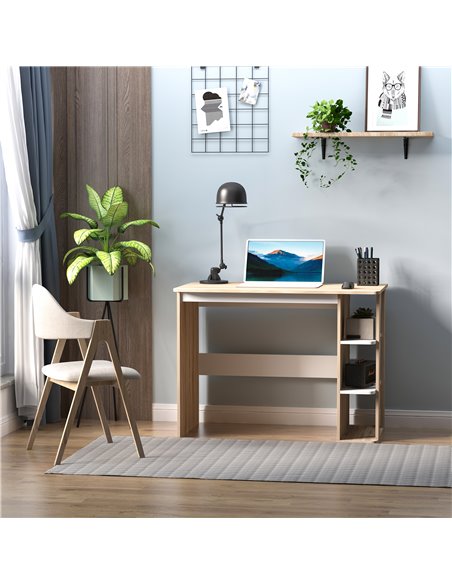 HOMCOM Computer Desk & 3-Tier Side Shelves Wide Table Top Home furniture OAK - pic 7681 | FastDaddyshop
