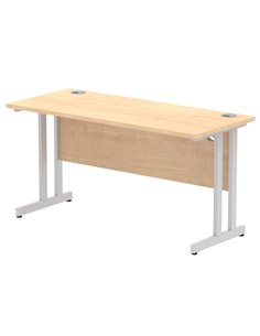 Dynamic Impulse 1400 x 600mm Straight Office Desk Maple Top Silver Cantilever Leg MI002423