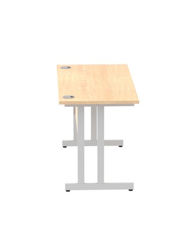 Dynamic Impulse 1400 x 600mm Straight Office Desk Maple Top Silver Cantilever Leg MI002423