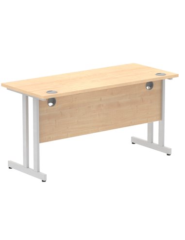 Dynamic Impulse 1400 x 600mm Straight Office Desk Maple Top Silver Cantilever Leg MI002423