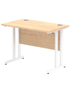 Dynamic Impulse 1000 x 600mm Straight Office Desk Maple Top White Cantilever Leg MI002426