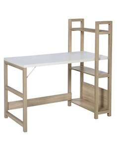 Homcom Computer Desk with Shelves, White Wood Grain