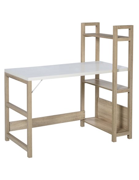 Homcom Computer Desk with Shelves, White Wood Grain - pic 7685 | FastDaddyshop