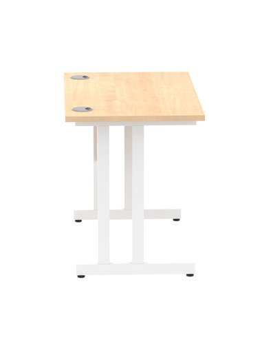 Dynamic Impulse 1000 x 600mm Straight Office Desk Maple Top White Cantilever Leg MI002426