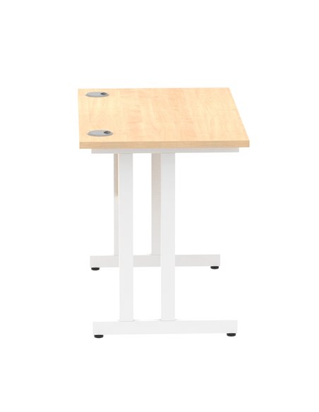 Dynamic Impulse 1000 x 600mm Straight Office Desk Maple Top White Cantilever Leg MI002426 - pic 76851 | FastDaddyshop