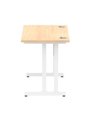 Dynamic Impulse 1000 x 600mm Straight Office Desk Maple Top White Cantilever Leg MI002426