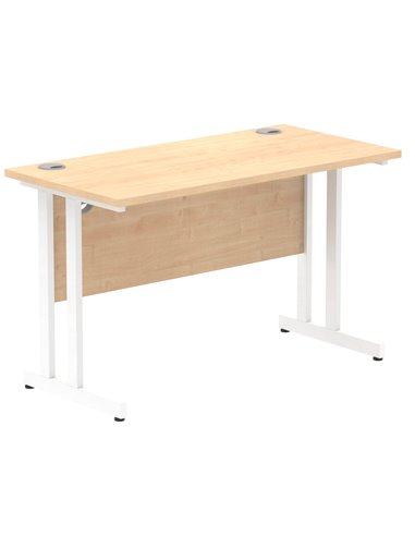 Dynamic Impulse 1200 x 600mm Straight Office Desk Maple Top White Cantilever Leg MI002427