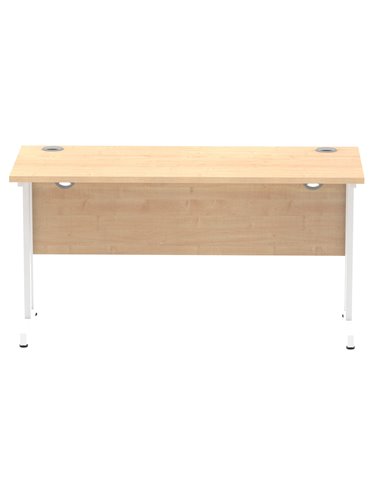 Dynamic Impulse 1400 x 600mm Straight Office Desk Maple Top White Cantilever Leg MI002428