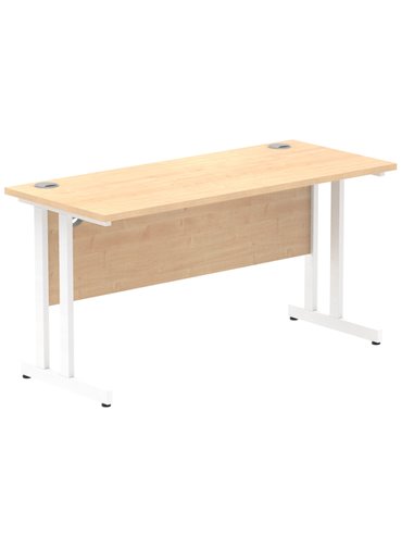 Dynamic Impulse 1400 x 600mm Straight Office Desk Maple Top White Cantilever Leg MI002428