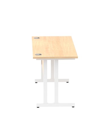 Dynamic Impulse 1400 x 600mm Straight Office Desk Maple Top White Cantilever Leg MI002428