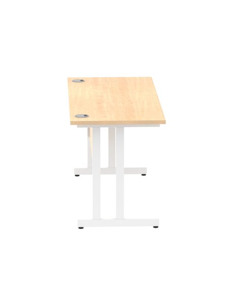 Dynamic Impulse 1400 x 600mm Straight Office Desk Maple Top White Cantilever Leg MI002428 - pic 76867 | FastDaddyshop