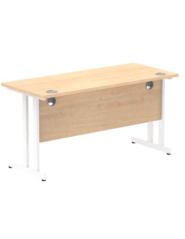Dynamic Impulse 1400 x 600mm Straight Office Desk Maple Top White Cantilever Leg MI002428