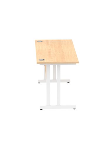 Dynamic Impulse 1600 x 600mm Straight Office Desk Maple Top White Cantilever Leg MI002429