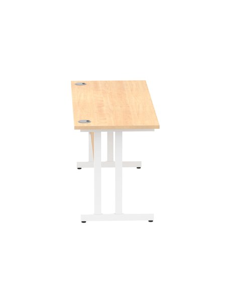 Dynamic Impulse 1600 x 600mm Straight Office Desk Maple Top White Cantilever Leg MI002429 - pic 76875 | FastDaddyshop