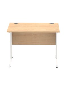 Dynamic Impulse 1000 x 800mm Straight Office Desk Maple Top White Cable Managed Leg MI002496 2