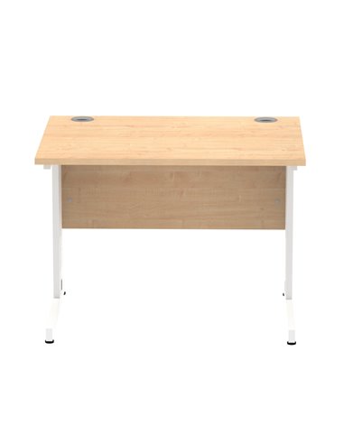 Dynamic Impulse 1000 x 800mm Straight Office Desk Maple Top White Cable Managed Leg MI002496