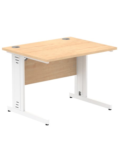 Dynamic Impulse 1000 x 800mm Straight Office Desk Maple Top White Cable Managed Leg MI002496 - pic 76895 | FastDaddyshop