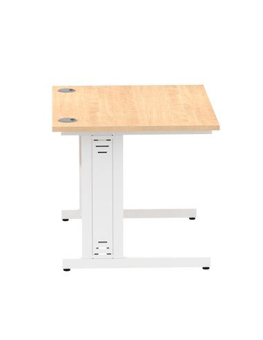 Dynamic Impulse 1000 x 800mm Straight Office Desk Maple Top White Cable Managed Leg MI002496