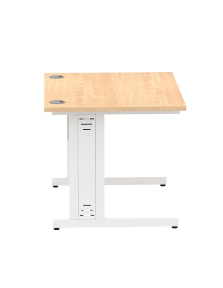 Dynamic Impulse 1000 x 800mm Straight Office Desk Maple Top White Cable Managed Leg MI002496 - pic 76896 | FastDaddyshop