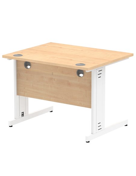 Dynamic Impulse 1000 x 800mm Straight Office Desk Maple Top White Cable Managed Leg MI002496 - pic 76897 | FastDaddyshop
