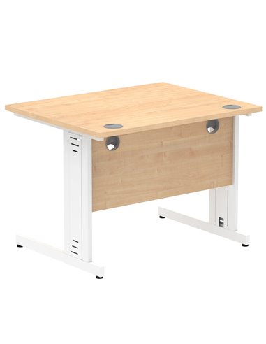 Dynamic Impulse 1000 x 800mm Straight Office Desk Maple Top White Cable Managed Leg MI002496