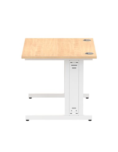 Dynamic Impulse 1000 x 800mm Straight Office Desk Maple Top White Cable Managed Leg MI002496