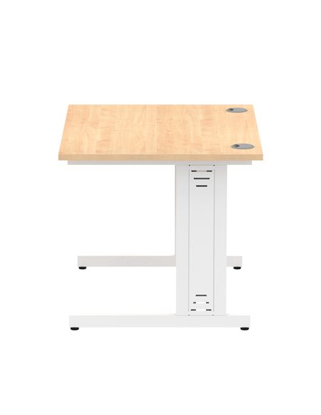 Dynamic Impulse 1000 x 800mm Straight Office Desk Maple Top White Cable Managed Leg MI002496 - pic 76900 | FastDaddyshop