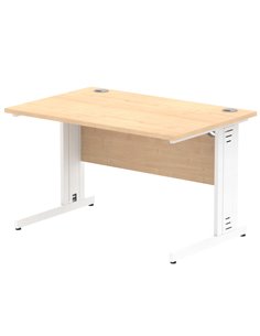 Dynamic Impulse 1200 x 800mm Straight Office Desk Maple Top White Cable Managed Leg MI002497