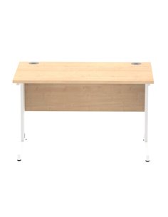 Dynamic Impulse 1200 x 800mm Straight Office Desk Maple Top White Cable Managed Leg MI002497 2