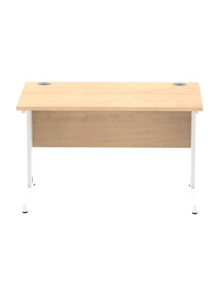 Dynamic Impulse 1200 x 800mm Straight Office Desk Maple Top White Cable Managed Leg MI002497 - pic 76902 | FastDaddyshop