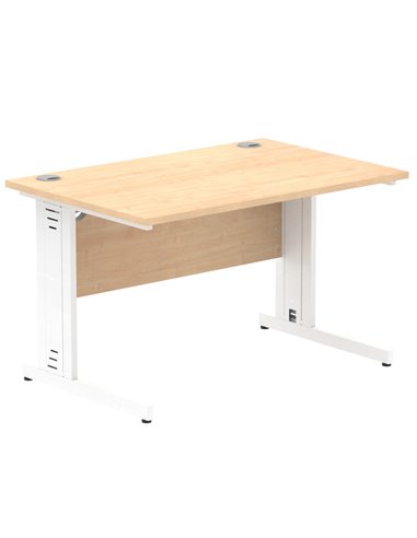 Dynamic Impulse 1200 x 800mm Straight Office Desk Maple Top White Cable Managed Leg MI002497