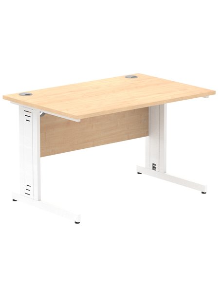 Dynamic Impulse 1200 x 800mm Straight Office Desk Maple Top White Cable Managed Leg MI002497 - pic 76903 | FastDaddyshop