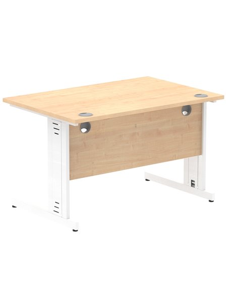 Dynamic Impulse 1200 x 800mm Straight Office Desk Maple Top White Cable Managed Leg MI002497 - pic 76907 | FastDaddyshop