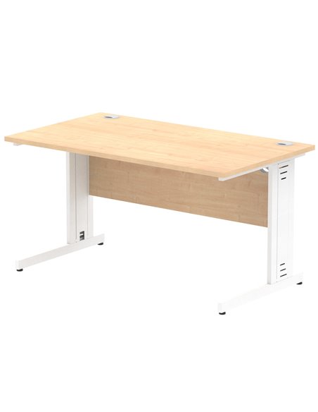 Dynamic Impulse 1400 x 800mm Straight Office Desk Maple Top White Cable Managed Leg MI002498 - pic 76909 | FastDaddyshop