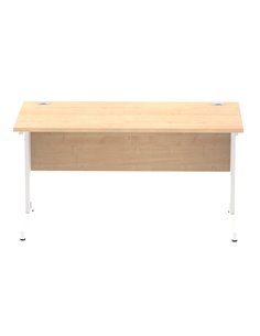Dynamic Impulse 1400 x 800mm Straight Office Desk Maple Top White Cable Managed Leg MI002498 2