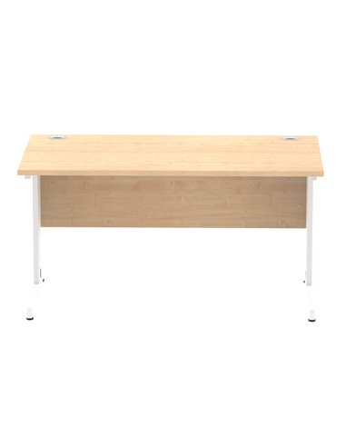 Dynamic Impulse 1400 x 800mm Straight Office Desk Maple Top White Cable Managed Leg MI002498