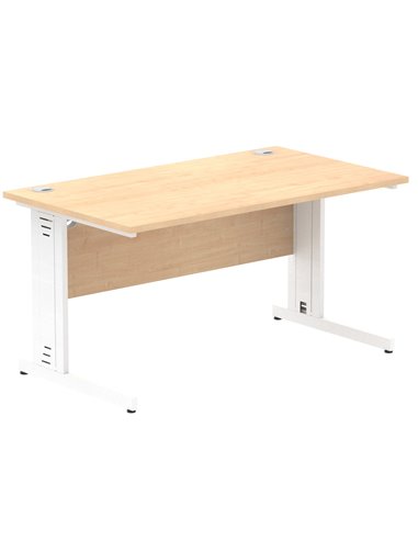 Dynamic Impulse 1400 x 800mm Straight Office Desk Maple Top White Cable Managed Leg MI002498