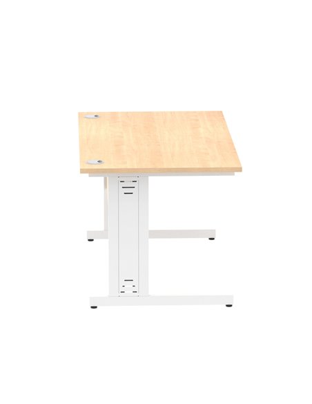 Dynamic Impulse 1400 x 800mm Straight Office Desk Maple Top White Cable Managed Leg MI002498 - pic 76912 | FastDaddyshop