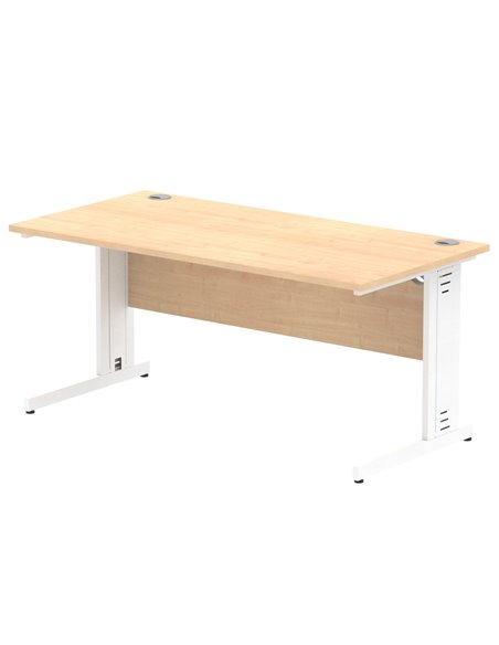 Dynamic Impulse 1600 x 800mm Straight Office Desk Maple Top White Cable Managed Leg MI002499 - pic 76917 | FastDaddyshop
