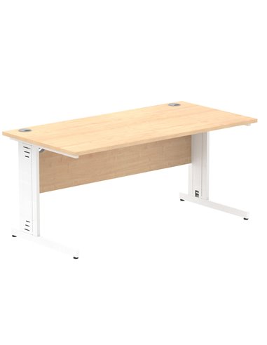 Dynamic Impulse 1600 x 800mm Straight Office Desk Maple Top White Cable Managed Leg MI002499