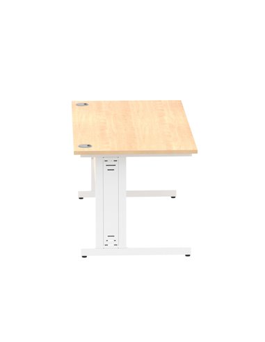 Dynamic Impulse 1600 x 800mm Straight Office Desk Maple Top White Cable Managed Leg MI002499