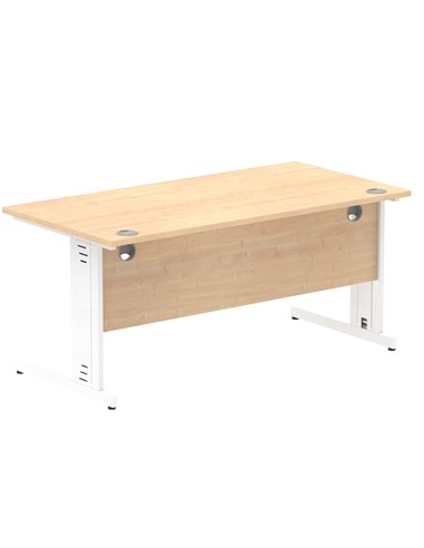 Dynamic Impulse 1600 x 800mm Straight Office Desk Maple Top White Cable Managed Leg MI002499