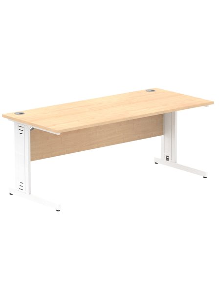 Dynamic Impulse 1800 x 800mm Straight Office Desk Maple Top White Cable Managed Leg MI002500 - pic 76927 | FastDaddyshop
