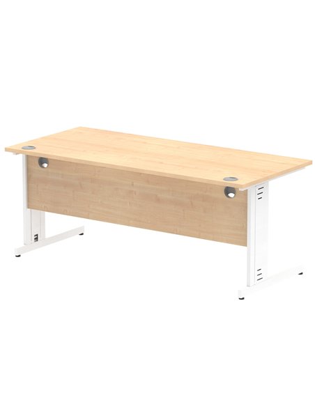 Dynamic Impulse 1800 x 800mm Straight Office Desk Maple Top White Cable Managed Leg MI002500 - pic 76929 | FastDaddyshop