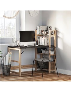 Homcom Computer Desk with Shelves, Black Wood Grain 2
